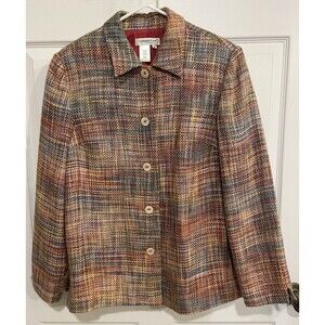 Coldwater Creek Womens Tweed Pastels Woven Lined Jacket M Artsy Spring Classic